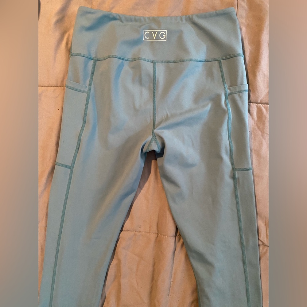 CVG FULL LENGTH TEAL LEGGINGS / pockets / gusset / full length / MEDIUM